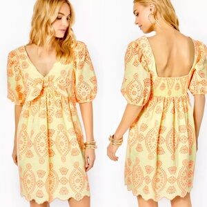 Lilly Pulitzer Sarafina Eyelet Babydoll Dress Calla Yellow Gingham NWT Size 2
